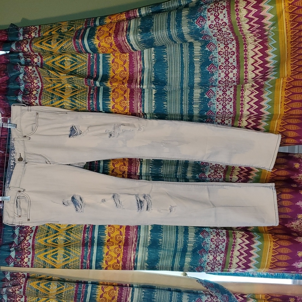 Express Zelda skinny jeans, 12, bleach wash